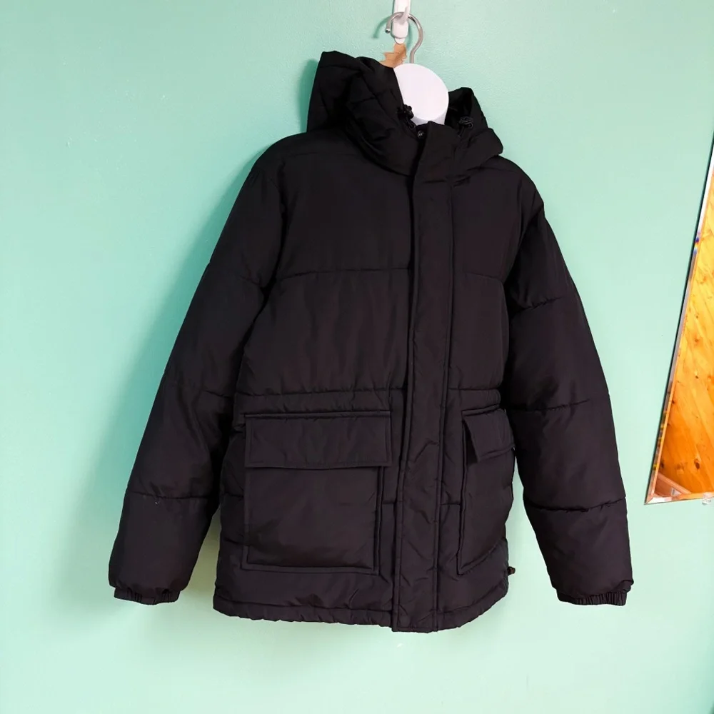 Old Navy Black Hooded Zip Up Frost-Free Puffer Jacket Kids M/8